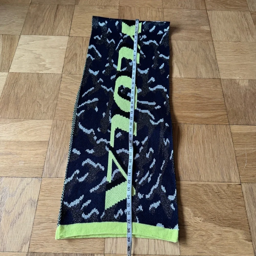 Bimba Y Lola Large Knit Scarf Green Blue Logo